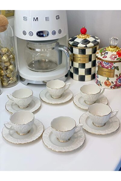 İpek 6'lı Kabartmalı Türk Kahvesi Fincanı