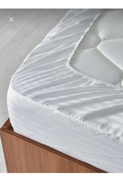 AfgTech Set cearșafuri duble elastice tip hotel 100% bumbac satinat