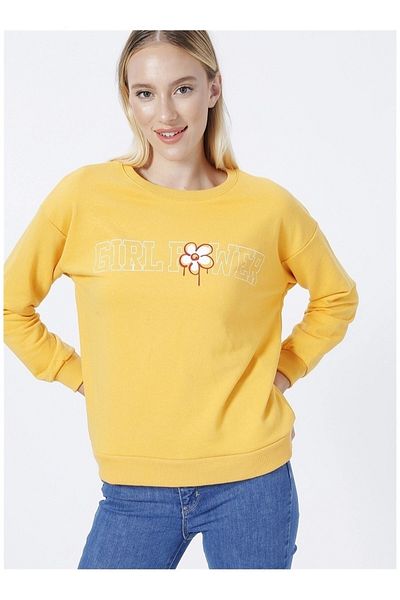 Fashion Friends Printed Mustard Women's Sweatshirt 22k0573k1