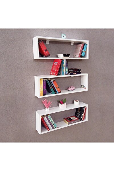 Tuliplife Dikdörtgen Duvar Rafı Üçlü Dikdörtgen Uçan Raf