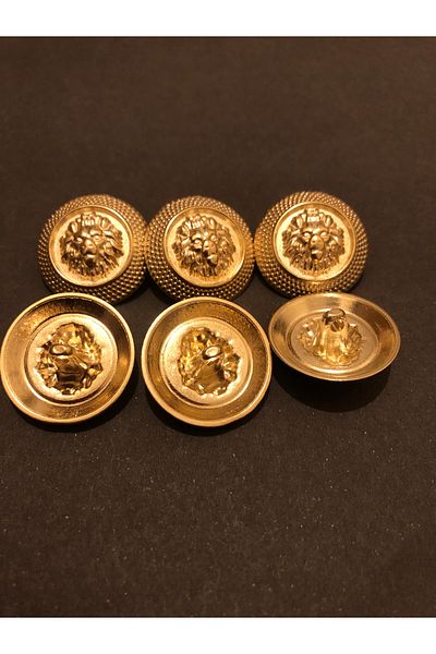 aensia Gold Color Big Lion Model Button 36 Size Metal Button Trench Coat and Jacket Button - Pack of 6 Buttons