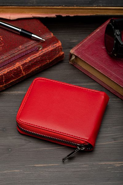enderun Women's Wallet Red Color Vegan Leather Quality, Boxed, Zippered