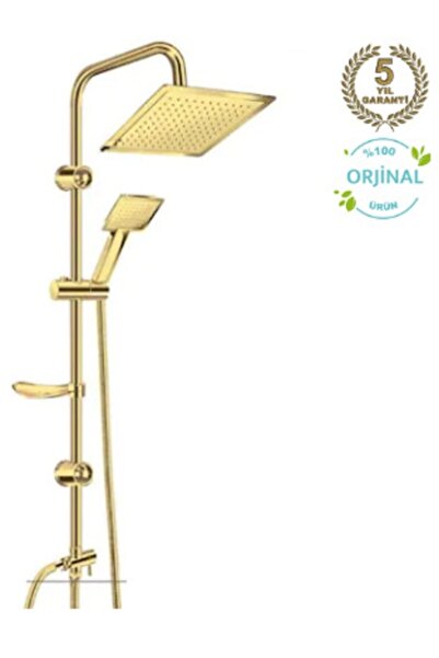 MOONSHOP Altın Rengi Duş Seti, Gold Kare Duş Seti Takımı, Tepe Yağmurlama Seti