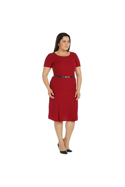 Nidya Moda Women's Burgundy Front Slit Evening Dress 4086B