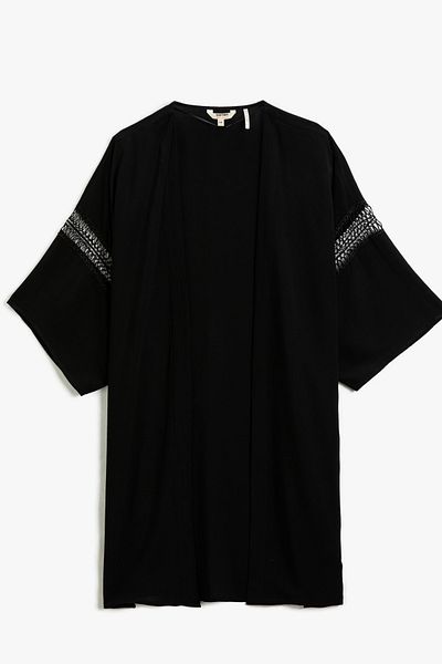 Koton 3sak40001bw Black 999 Dámské viskózní plážové oblečení Kimono