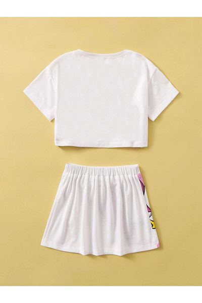 Machetta Kids Unicorn Unicorn Printed Skirt-tshirt Girl's Summer Set