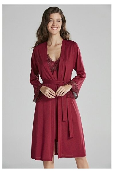 Pierre Cardin Altı Parça Saten Gecelik - Pijama - Şort Takımı Set