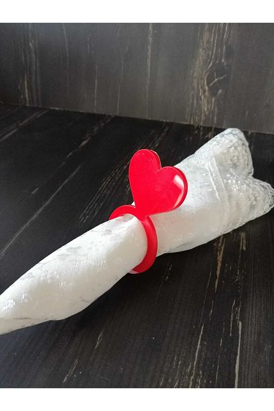 SG TASARIM Heart Model 6-Piece Red Plexi Napkin Ring Napkin Ring