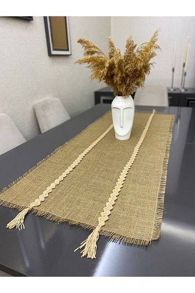 Parla Life Ριγέ Πλεκτό Μοτίφ Γιούτα Υφασμάτινο Runner 50x120 εκ