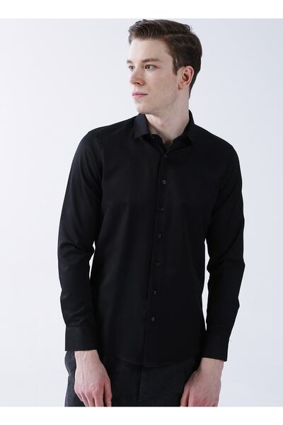 SÜVARİ Cămașă pentru bărbați cu guler clasic Dobby Black Gm 2024700365