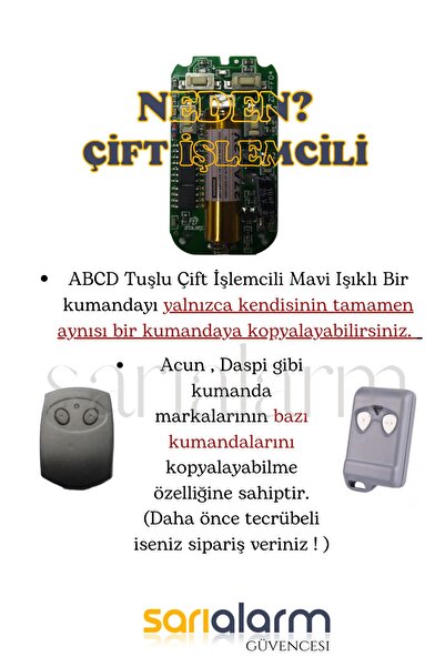 sarıalarm Blue Light Dual Processor Abcd Key Smart Remote Control