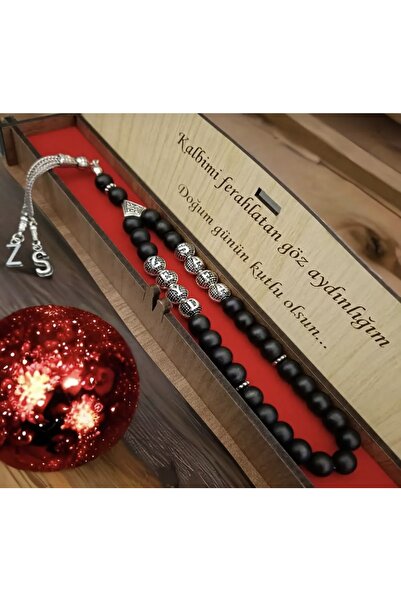 Genel Markalar Sevgililer Gününe Özel Erkek Yazılı Kutulu Oniks Doğal Taş Tesbih