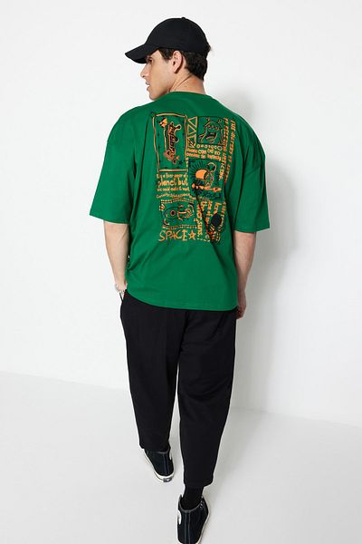 Trendyol Collection Πράσινο μπλουζάκι με κοντό μανίκι με στάμπα μεγάλου μεγέθους - TMNSS23TS00168