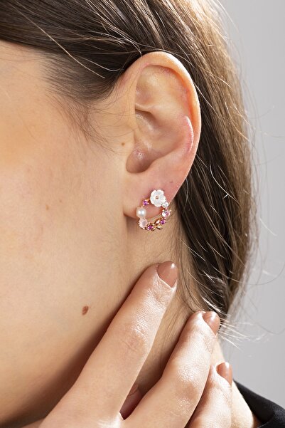 ESSARE 925 Ayar Rose Kaplama Bahar Esintisi Gümüş Kadın Çiçek Küpe