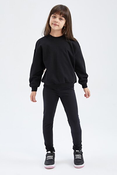 DeFacto Kız Çocuk Bisiklet Yaka 2'li Sweatshirt