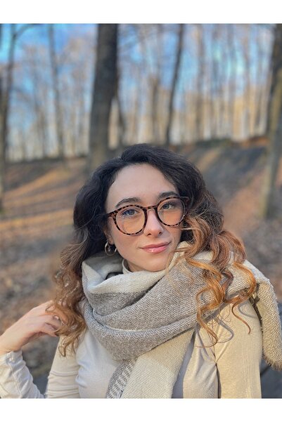 VisionGlasses Desenli Kahverengi Kalın Yuvarlak Şeffaf Camlı Mavi Işık Koruyu...