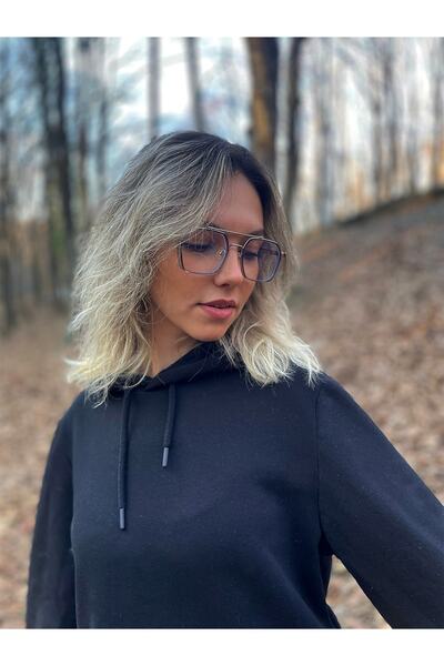 VisionGlasses Vo034 Füme Köşeli Unisex Mavi Işık Koruyucu Gözlük