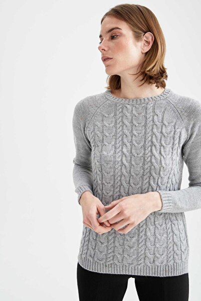 DeFacto Sweater - Gray - Relaxed fit