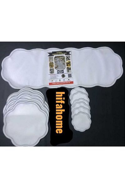 HİFA Set de serviciu și alergător american pentru 6 persoane (rotund) (13 bucăți) alb