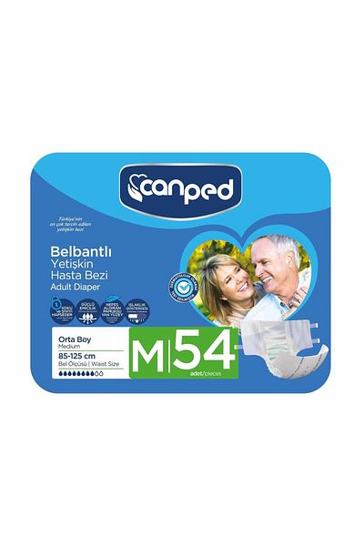 Canped Diaper with Waistband Medium (m) 54 Pieces (6 Packs of 9)