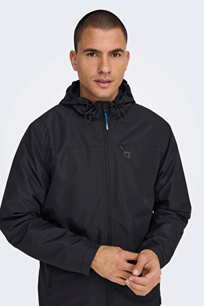 Only & Sons Чоловіча водонепроникна куртка з капюшоном Onsmack 22024207 Чорна