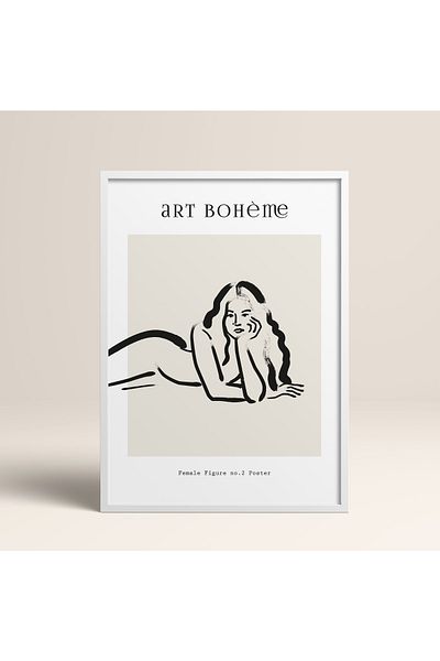 HOMEPACK Boho Bohemian Linear Linear Modern Abstract Art Πίνακας με κορνίζα
