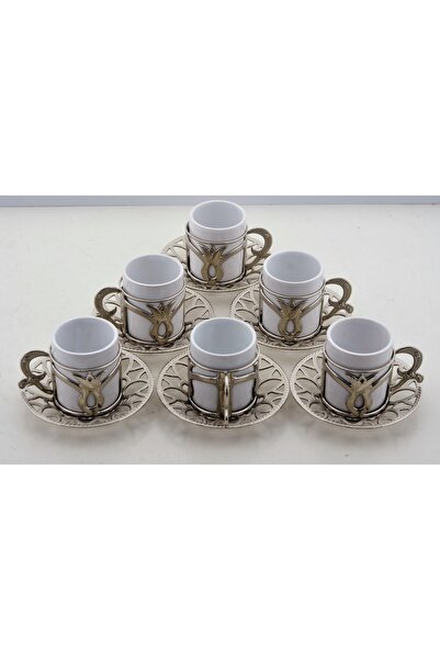 BUSEM Fincan Seti Parça 24 Parça Gümüş Renkli