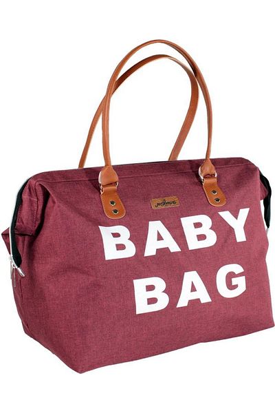 Molmini Mother Baby Bag, Baby Care Bag, Baby Bag, Mommy Bag, Baby Bag Linen Claret Red