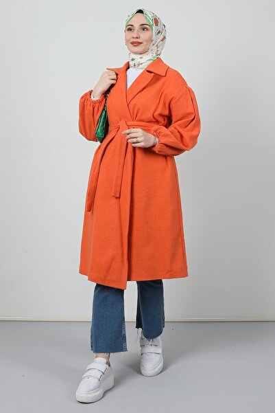 Giza Giyim Asuman Stamp Coat Orange