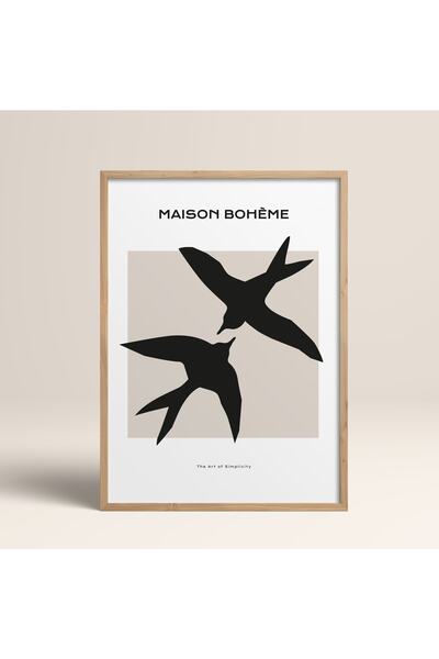 HOMEPACK Boho Bohemian Linear Linear Modern Abstract Art Πίνακας με κορνίζα