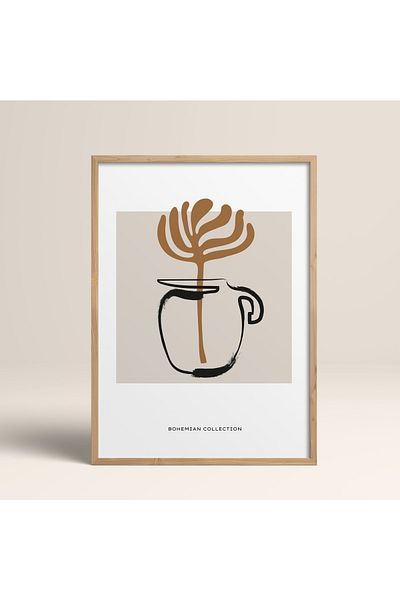 HOMEPACK Boho Bohemian Linear Linear Modern Abstract Art Πίνακας με κορνίζα