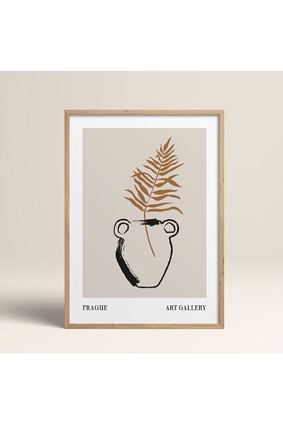 HOMEPACK Boho Bohemian Linear Linear Modern Abstract Art Πίνακας με κορνίζα