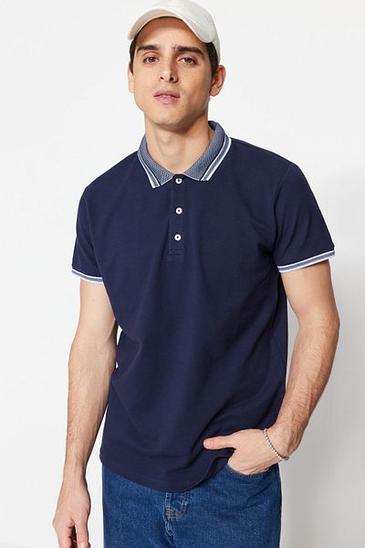 Kolekcia Trendyol Námornícka modrá Slim/Tienký strih 100% bavlna Polo tričko TMNSS22PO00014