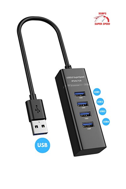 Favors Usb 3.0 Hub Çoğaltıcı 4'lü 5gbps Super Speed Usb Çoklayıcı 30 Cm Kablolu