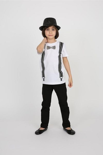 FATELLA Boy's Bow Tie Patterned T-shirt Linen Trousers Set 23 April 29 October