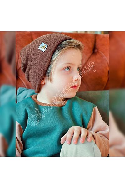 BEBEĞİME ÇORAP Unisex Children's Knitwear Beret with Squirrel Woven Label