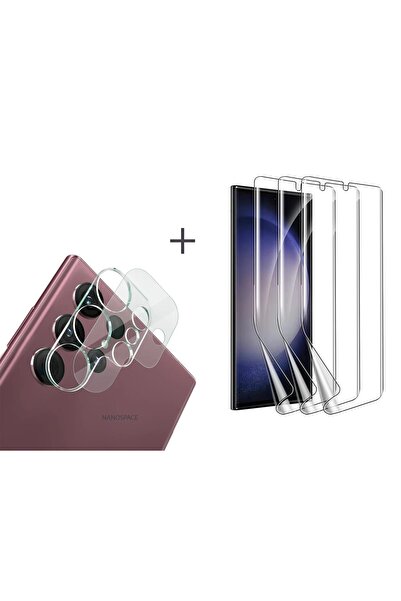 NANOSPACE Samsung Galaxy S23 Ultra Nano Esnek Cam Ekran Koruyucu Ve 10d Cam Ş...