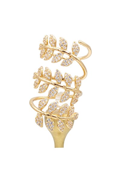 Kirstal Taşlı Yaprak Sarmaşık Modeli Ayarlanabilir Yüzük 3,9 Cm