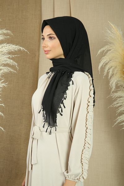 nazipek Set șal șal Bonnet 5 piese Negru Zestre Cadou