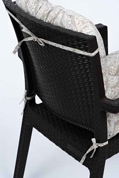 ALTINPAMUK Neva Pofidik Damaks Beige Backrest Chair Cushion with Special Stitched Laces, 44X88 cm