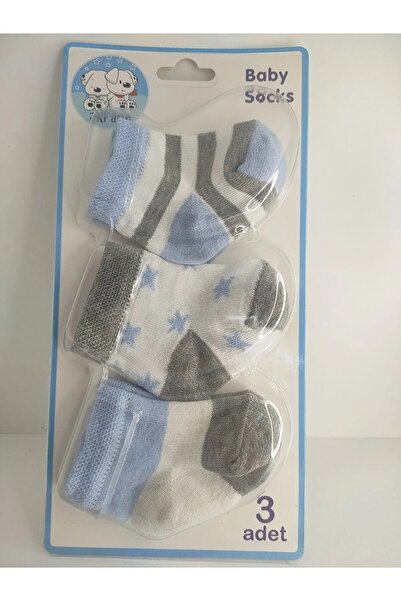 Akface Yıldız Desenli Cotton Erkek 0-6 Ay Yeni Doğan Bebek Çorabı