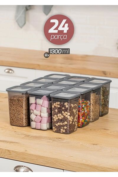 AHİR TİCARET Bakliyat-erzak 1300 Ml Storage Container 12 Pieces