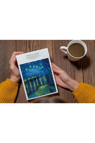 Fark Tanıtım Caiet fără linii A5 cu design de copertă Van Gogh (model de noapte înstelată peste Rhone)
