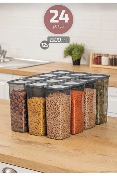 AHİR TİCARET Pulses-Spill 1900 Ml Storage Container 12 Pieces