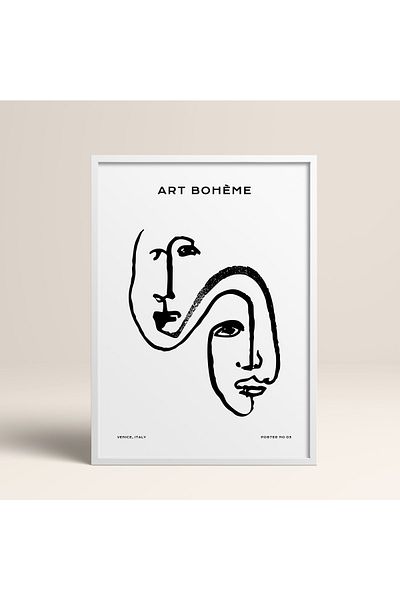 HOMEPACK Boho Bohemian Linear Linear Modern Abstract Art Πίνακας με κορνίζα