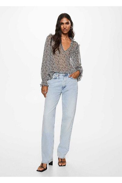 MANGO Woman Flounce Patterned Blouse