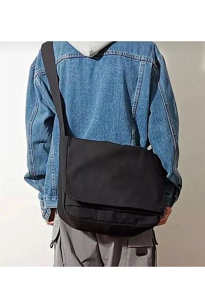 Touz Geantă unisex neagră Dape Messenger și laptop - Design simplu