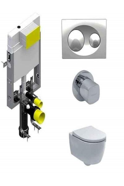 ALVİT Nkp- Genova Gömme Rezervuar Asma Klozet Seti 5 Parça Tam Set