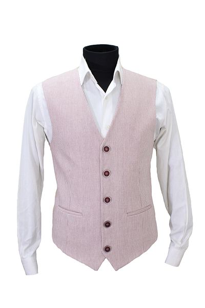 MENTOR REGALO Men's Vest V-Neck Red White Wool 50476