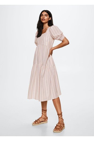 MANGO Woman Rochie din bumbac cu dungi